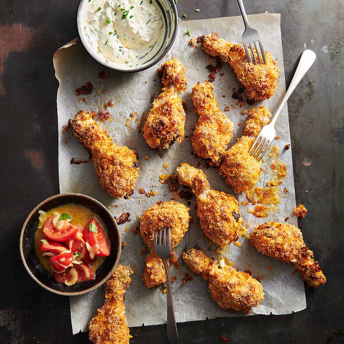 Pilons croustillants panés aux corn-flakes – Recettes de Friteuse à air